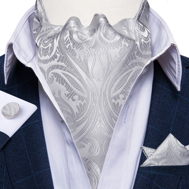 Luxury Men&#39;s Vintage Paisley Floral Formal Cravat Ascot Tie Self British Style