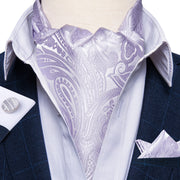 Luxury Men&#39;s Vintage Paisley Floral Formal Cravat Ascot Tie Self British Style