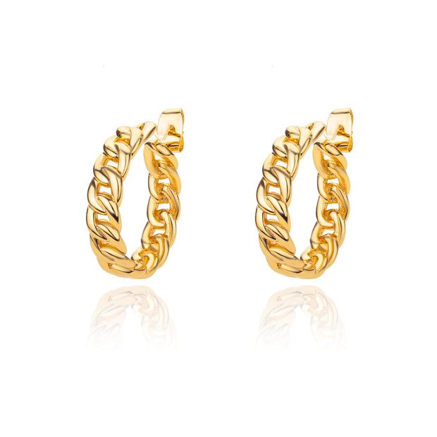 Fashion Stainless Steel Stud Earrings for Women Cuban Link Chain Gold Plated
