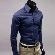 Button Up T Shirt Slim Fit Casual Long-sleeved Blouse Formal Social Business