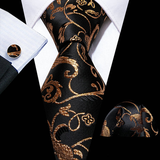 Tie Set Silk Jacquard Floral Necktie Wedding Business Handkerchief Cufflinks Tie