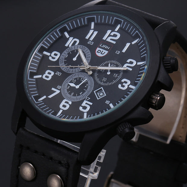 Classic Watch Men Watches Stainless Steel Waterproof Date Leather Strap Sport