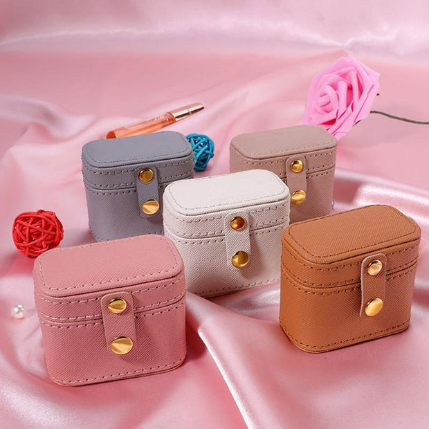 6.5*4*5.5 CM Mini Jewelry Storage Box PU Leather Portable Earring Ring Box