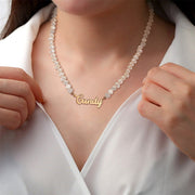 VishowCo Personalized Pearl Name Necklace Custom Pearl Chain