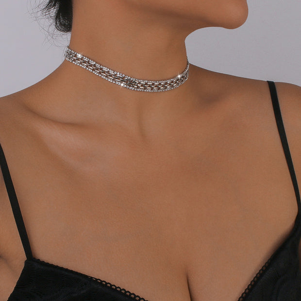 Unique Geometric Rhinestones Square Chain Necklace for Women