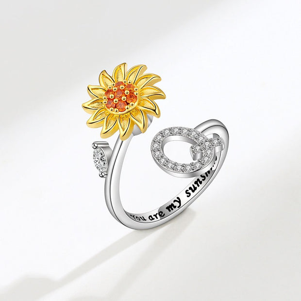 You Are My Sunshine Spinner Sunflowe Rings For Women Fidget Anti Stress