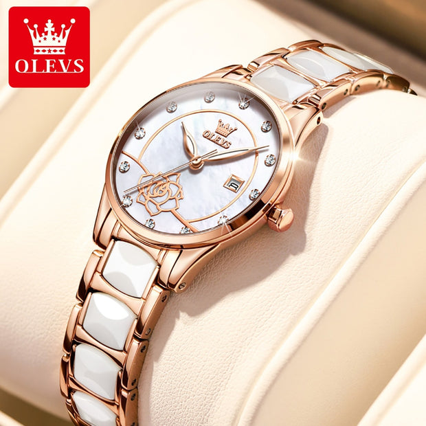 Japan Movement 28MM Dial Waterproof Watch Ceramics Women Wristwatch Gift for Valentine Day