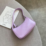 Soft PU Leather Women Purple Underarm Bag Retro Solid Color Ladies Handbags