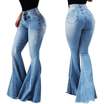 Women Jeans Slim Fit Denim Pants Bell Bottom
