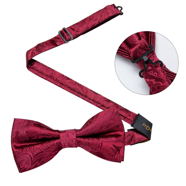 Wedding Bow Tie for Men Classic Red Pre-tied Bowtie Gift Set