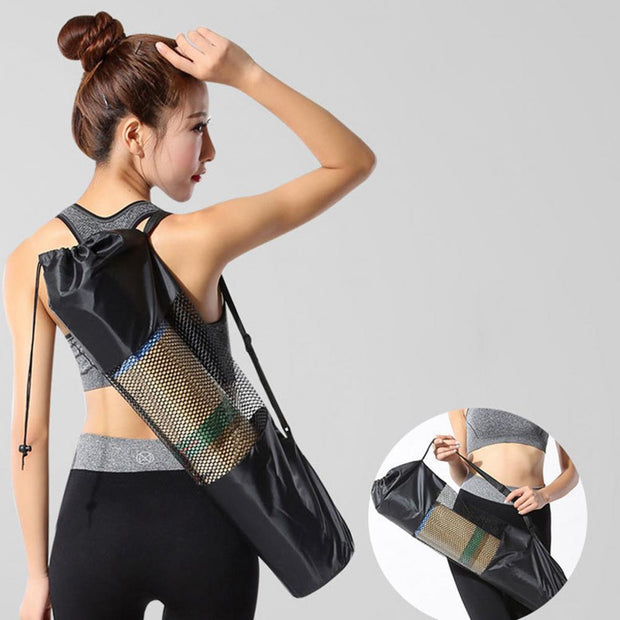 1 PCS Yoga Mat Bag Exercise Fitness Carrier Nylon Mesh Center Adjustable Strap