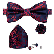Wedding Bow Tie for Men Classic Red Pre-tied Bowtie Gift Set