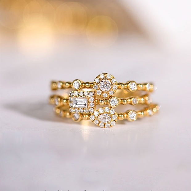 Ring Cubic Zirconia Gold Color Matching Dating Crystal Rings