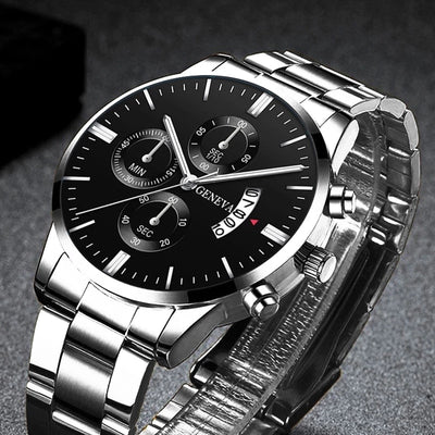 reloj hombre Fashion Men Stainless Steel Watch Luxury Calendar Quartz Wrist Watch