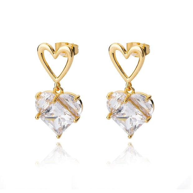 Heart Earrings For Women Girl Stainless Steel Vintage Love Heart