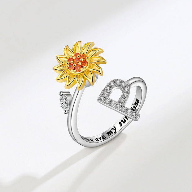 You Are My Sunshine Spinner Sunflowe Rings For Women Fidget Anti Stress