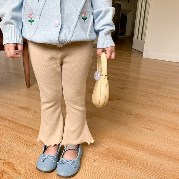 Kids Girl Casual Pant Elastic Waist Korean Style Bell Bottoms