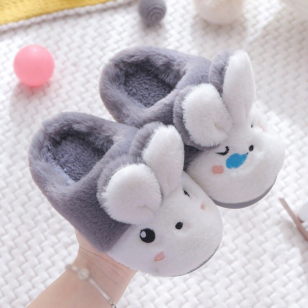 Cute Rabbit Soft Slippers For Kids Girl Winter Warm Cotton Children