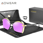 AOWEAR Cat Eye Mirror Sunglasses Women Polarized Cateye Sun Glasses