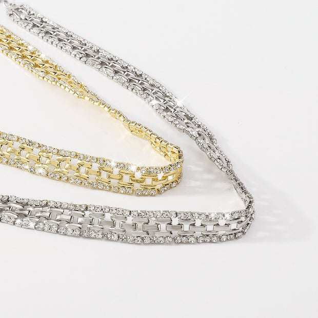 Unique Geometric Rhinestones Square Chain Necklace for Women