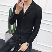 2022 Brand Clothing Men High Quality Spring Long-Sleeved Shirts/Male V-neck