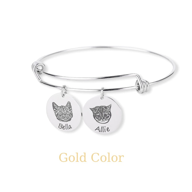 Custom Hand Painted Engraved Pet Photo Bracelets For Women Stainless Steel