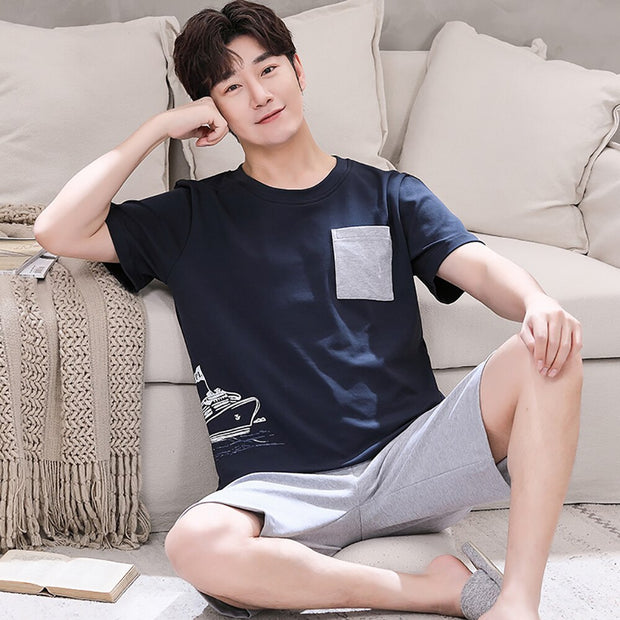 Trendyol Print Male Plaid Sleepwear Pajamas for Men Summer
