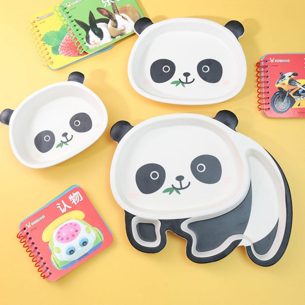 Bamboo Fiber Children Tableware Cute Cartoon Panda Food Plate