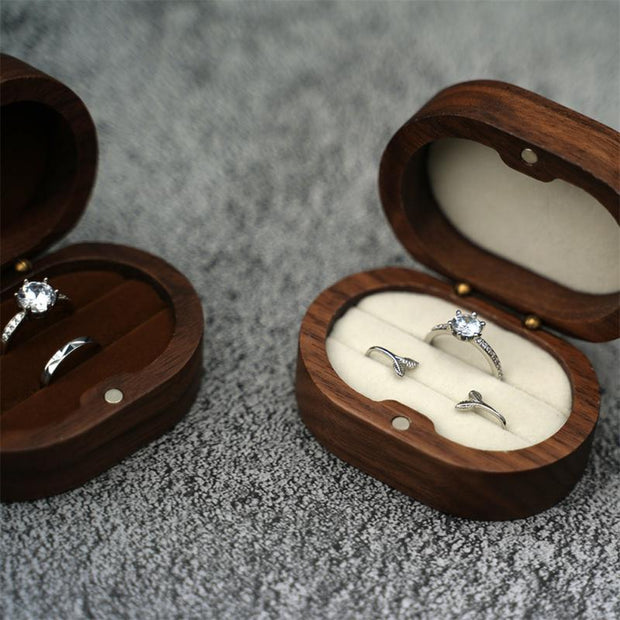 Retro Wedding Wooden Ring Box Necklace Ring Earrings Storage Box Wooden