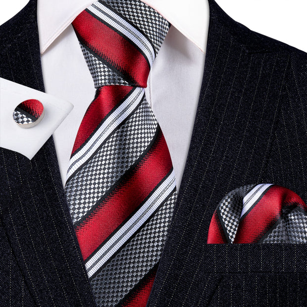 3PC Fashion Luxury Dark Floral 100% Silk Tie Gifts For Men Suit