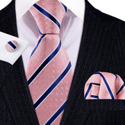 Wedding Gift Barry.Wang Designer NeckTie Handkerchief Cufflinks Set