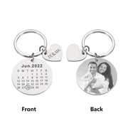Personalized Custom Key Chain Ring Engraved Calendar Date Stainless Steel Keyring
