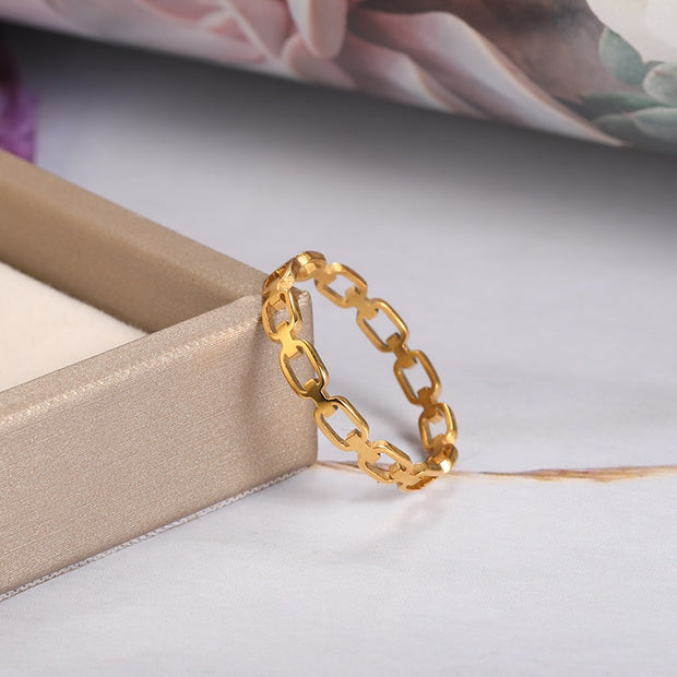 Cuban chain Link Rings For Women Stainless Steel Ring Hip Hop Geometric
