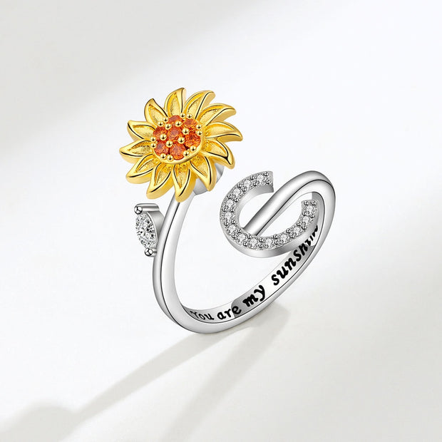 You Are My Sunshine Spinner Sunflowe Rings For Women Fidget Anti Stress