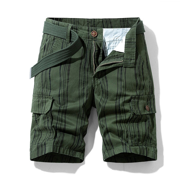 Summer Cotton Fashion Casual Stripe Men Shorts Military Tactical Loose Shorts