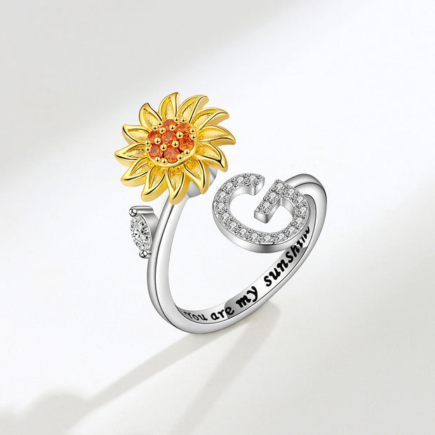 You Are My Sunshine Spinner Sunflowe Rings For Women Fidget Anti Stress
