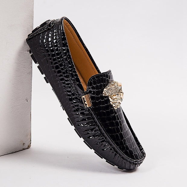 Brand Casual Shoes High Quality Men's Leather Shoes Snake Pea Shoes