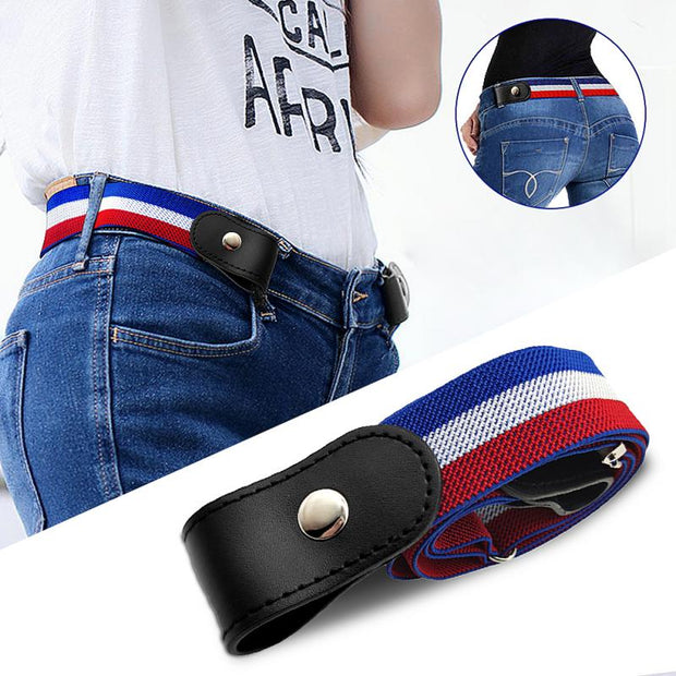 New Non-buckle Belt Summer Jean Pants Decorative Elastic