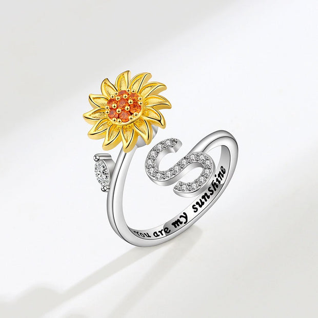 You Are My Sunshine Spinner Sunflowe Rings For Women Fidget Anti Stress