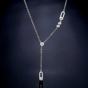 RAKOL Trendy Dainty Initial Cubic Zirconia Tag Shape Choker Necklace for Women