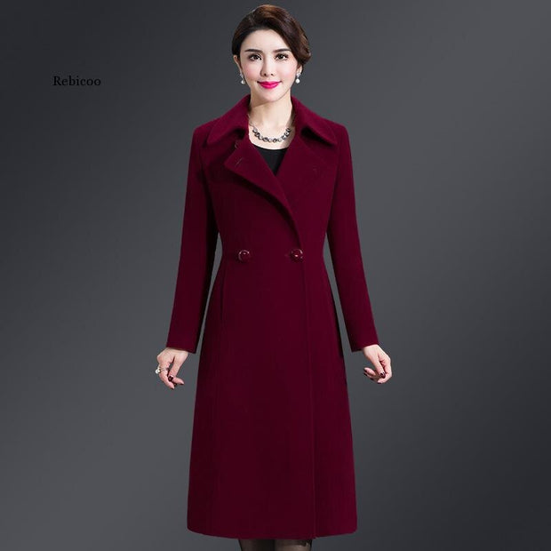 Solid Color Mid-calf Length Formal Long Sleeves Jacket