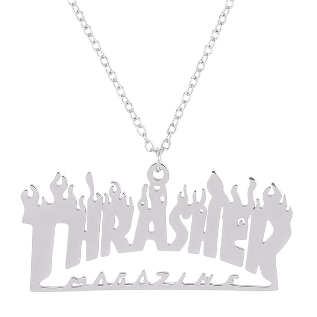 Trendy Street Hip Hop Letter Pendant Necklace High Quality Stainless steel