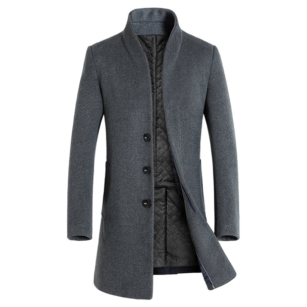 2021 Male Slim Jacket Men Coats Winter Mid-length Trench Jackets