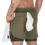 Camo Running Shorts Men 2 In 1 Double-deck Quick Dry GYM Sport Shorts