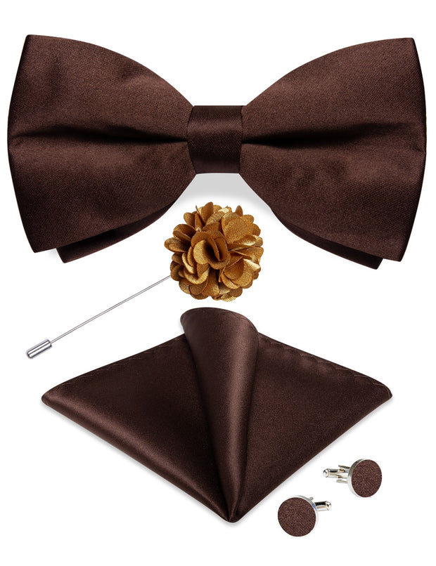 Wedding Bow Tie for Men Classic Red Pre-tied Bowtie Gift Set