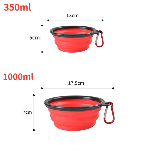 350ML/1000ML Foldable Silicone Pet Bowl Portable Puppy Food Container