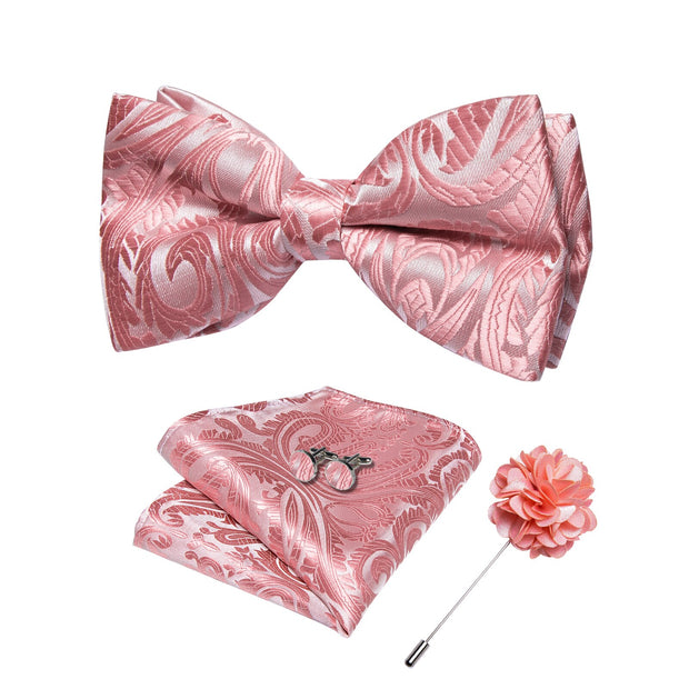 Wedding Bow Tie for Men Classic Red Pre-tied Bowtie Gift Set