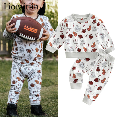 0-3Years Toddler Baby Boys Football Clothing Autumn Outfit Sets