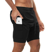 Camo Running Shorts Men 2 In 1 Double-deck Quick Dry GYM Sport Shorts