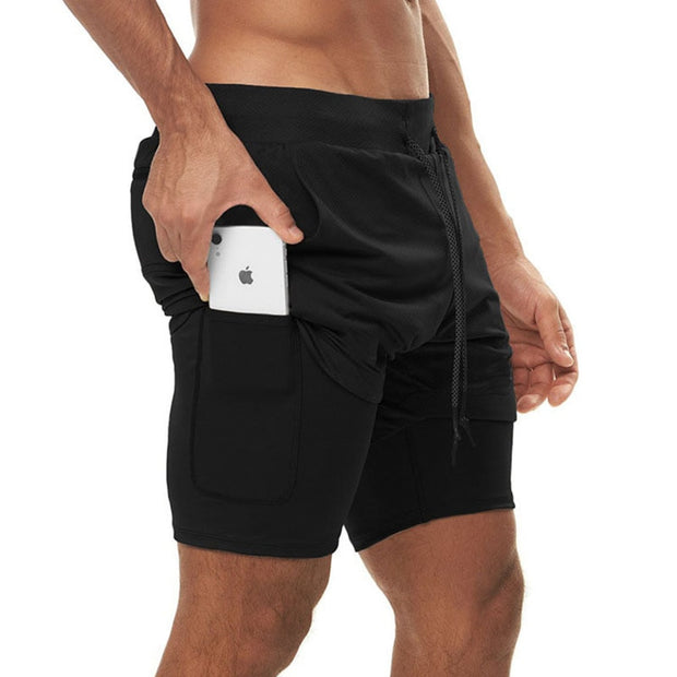 Camo Running Shorts Men 2 In 1 Double-deck Quick Dry GYM Sport Shorts